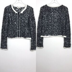 Napa Girls Black/White Chunky Knit Cardigan Size M
